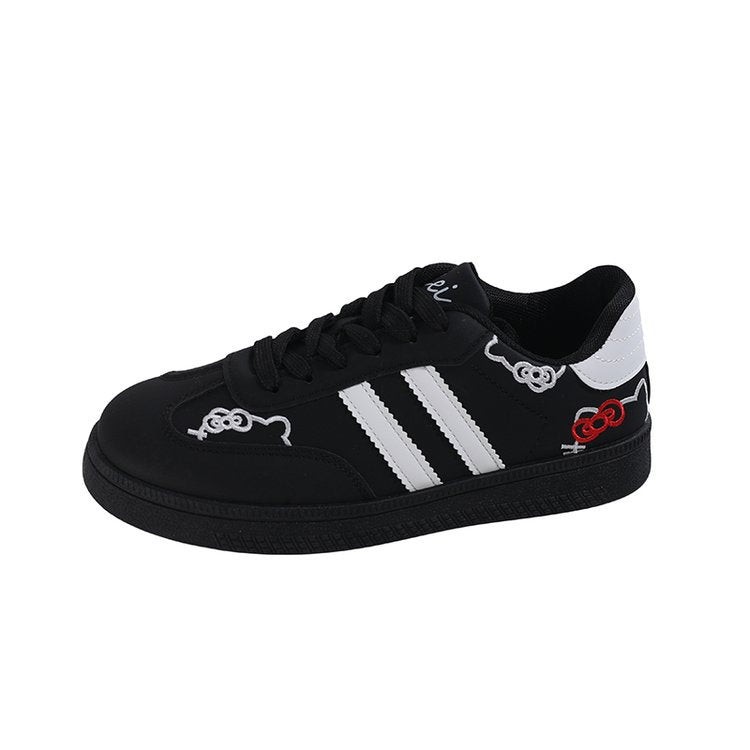Mara - Women's Cat Embroidery Skate Sneakers, Cute Korean-Style Shoes