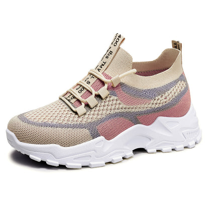 Zara - Women's Knit Mesh Dad Sneakers, Soft Sole Breathable Casual Shoes