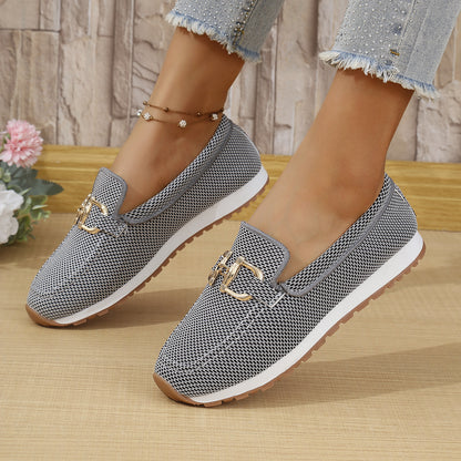Zara - Women's Round-Toe Buckle Slip-On Flats, Comfortable Everyday Shoes