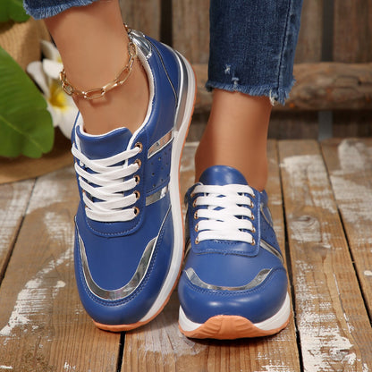 Mia - Women's Lace-Up Round-Toe Sneakers, Comfortable Student Casual Shoes
