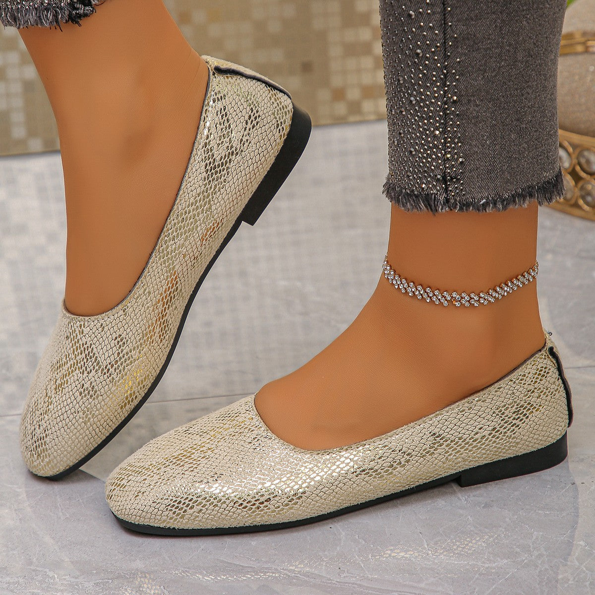 Faye - Women's Square-Toe Flat Loafers, Retro European-Style Shoes