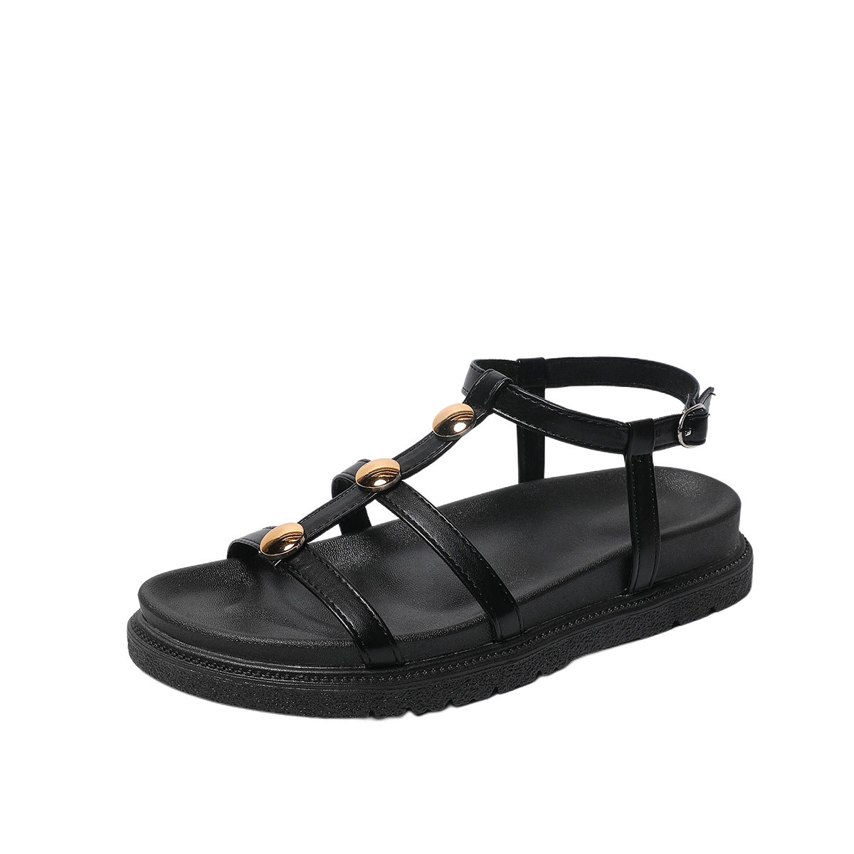 Hazel - Women's Studded Platform Roman Sandals, Chic Thick Sole Heels