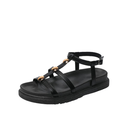 Hazel - Women's Studded Platform Roman Sandals, Chic Thick Sole Heels
