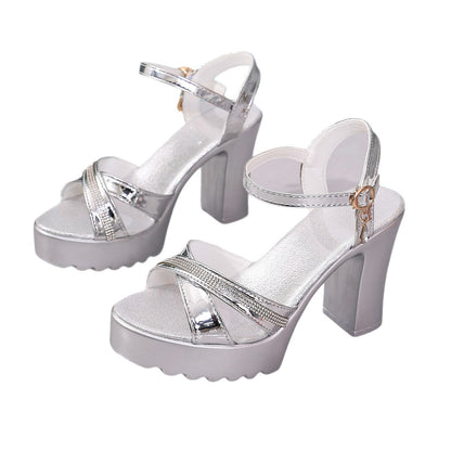 Vera - Women's Platform Buckle Heel Sandals, Korean-Style Open-Toe Shoes