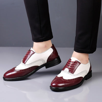 Liam - Men's Brogue Wingtip Business Shoes, Two-Tone Formal Oxfords