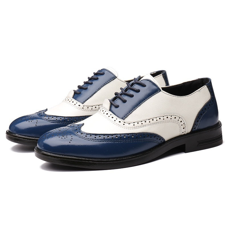 Liam - Men's Brogue Wingtip Business Shoes, Two-Tone Formal Oxfords