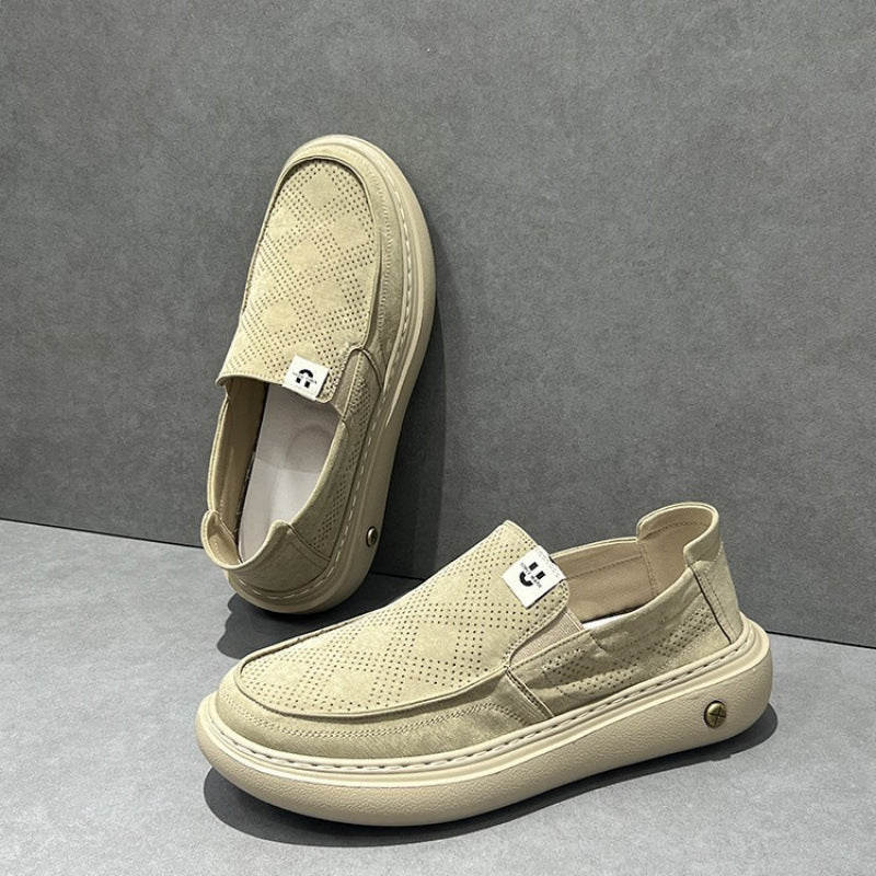 Beau - Men's Wide-Toe Canvas Slip-On Sneakers, Thick Sole Comfort Shoes
