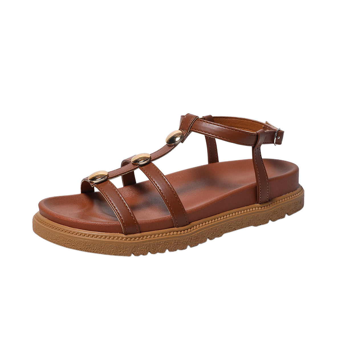 Hazel - Women's Studded Platform Roman Sandals, Chic Thick Sole Heels