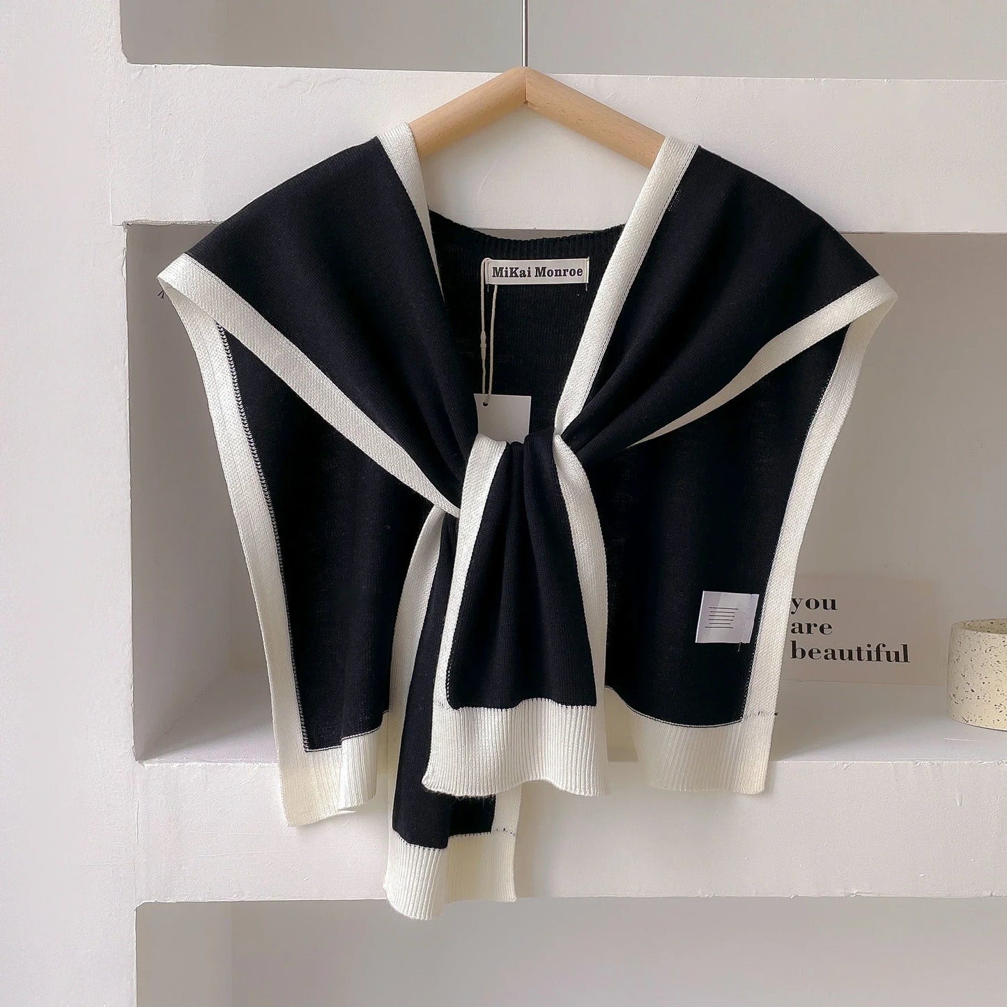 Emma – Striped Knit Shoulder Shawl