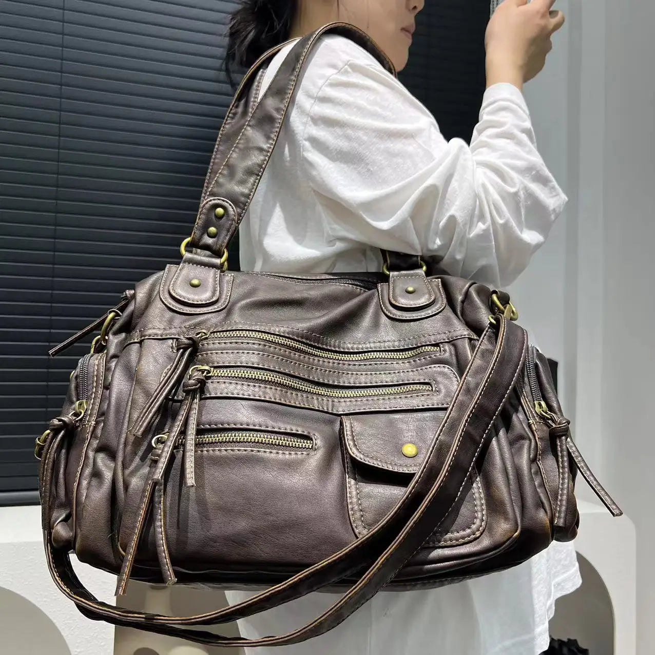 Brenda - Vegan Leather Shoulder Satchel Bag