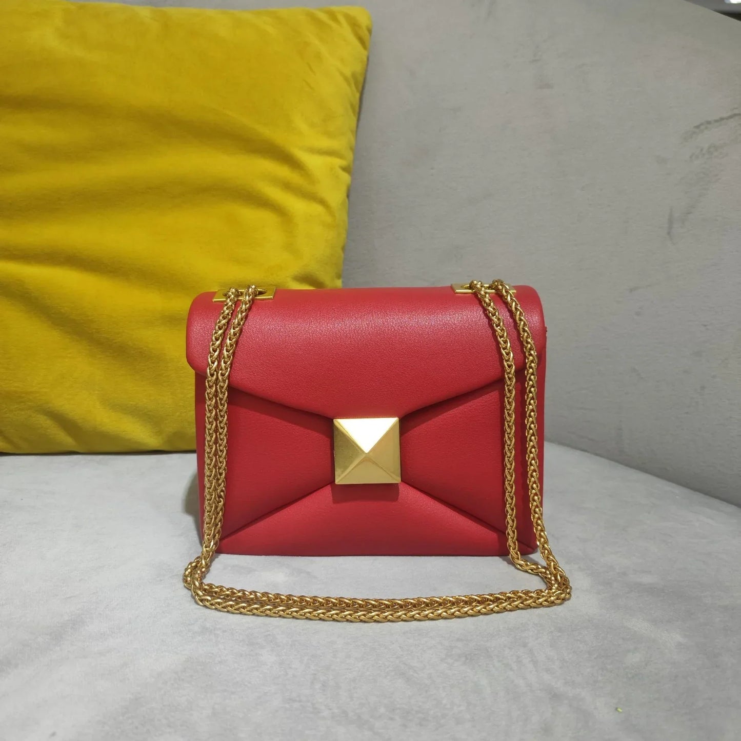 Luxe Rivet Leather Crossbody Bag