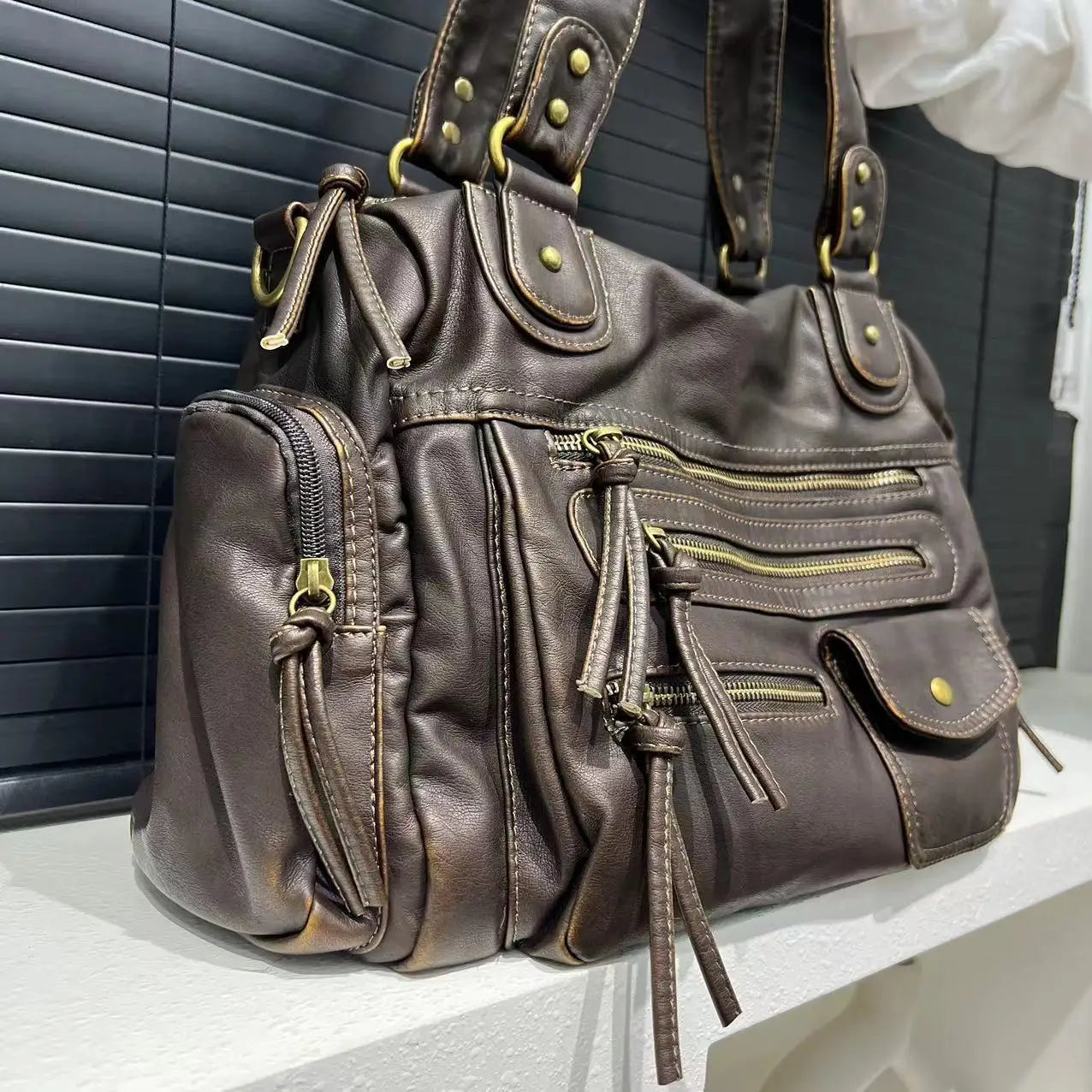 Brenda - Vegan Leather Shoulder Satchel Bag
