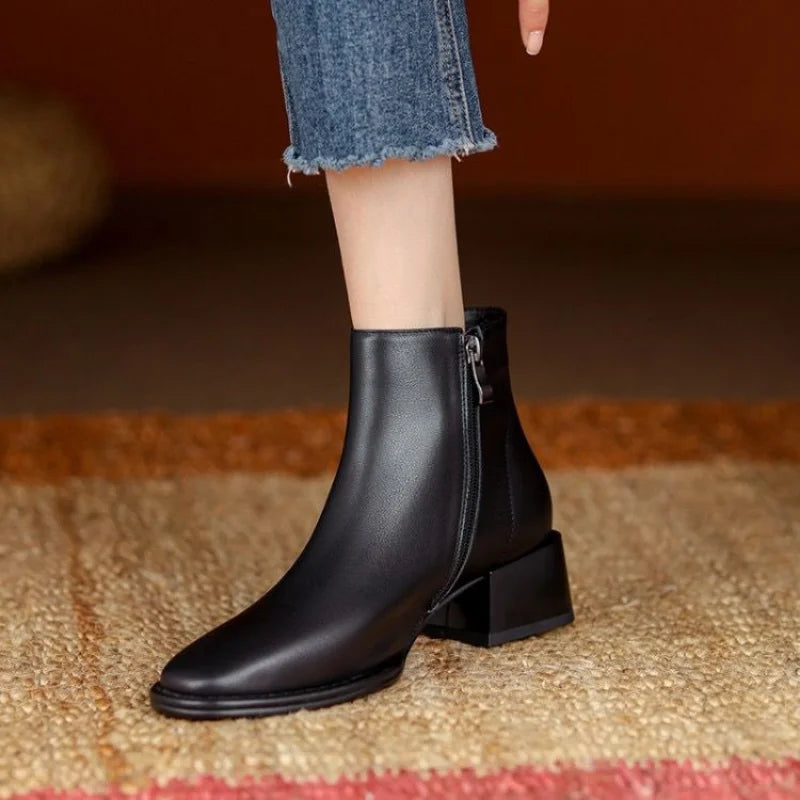 Sophia Chunky Heel Ankle Boots
