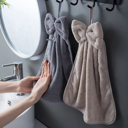 Bow Charm Coral Velvet Towels