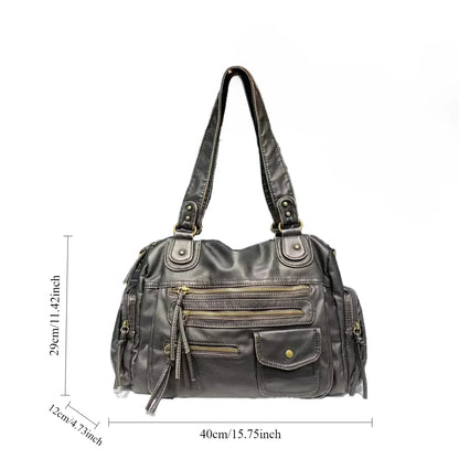 Brenda - Vegan Leather Shoulder Satchel Bag