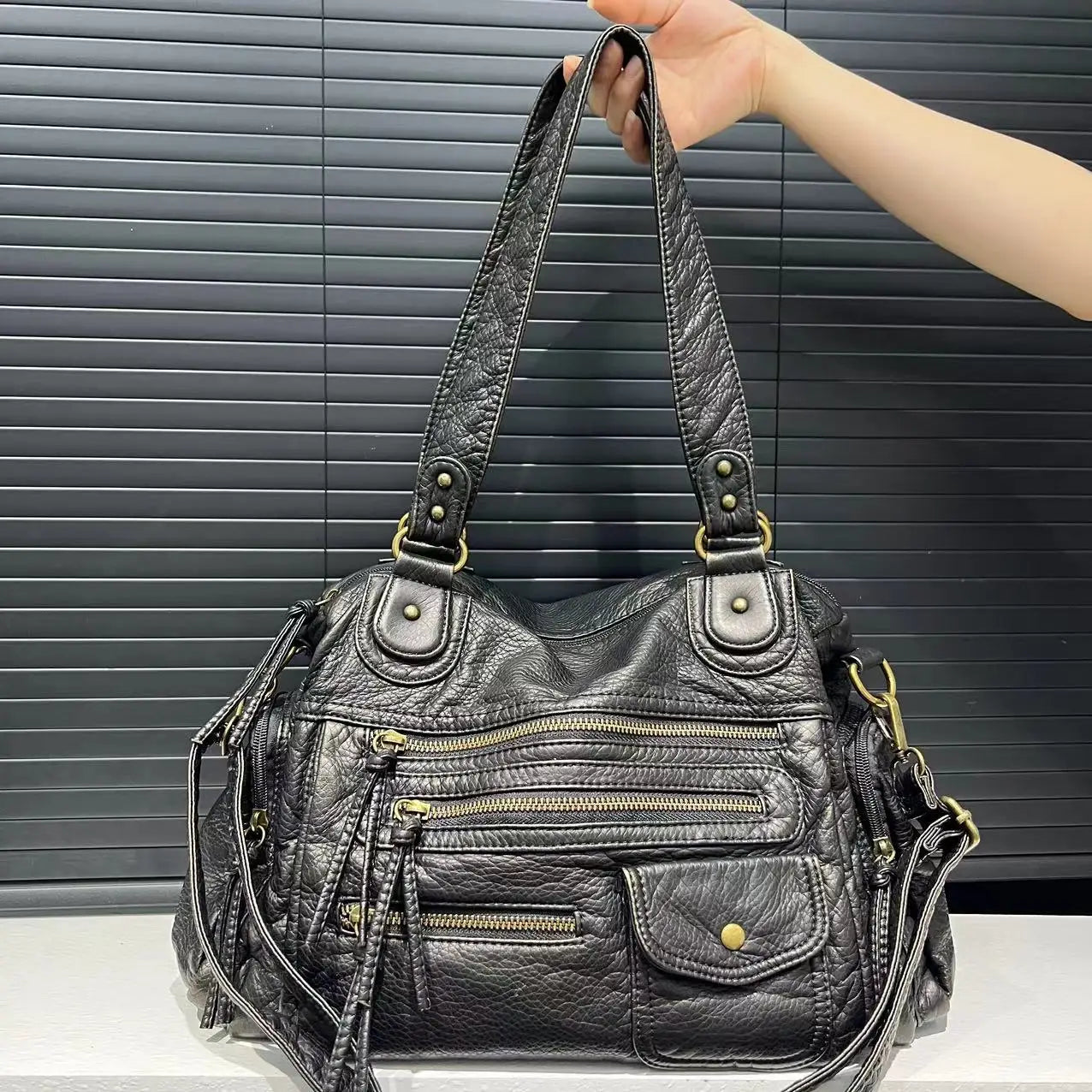 Brenda - Vegan Leather Shoulder Satchel Bag