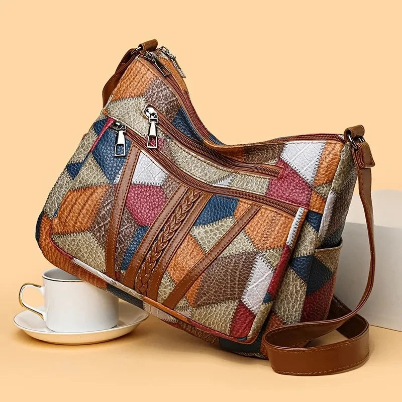 Pamela - Vegan Leather Patchwork Shoulder Bag