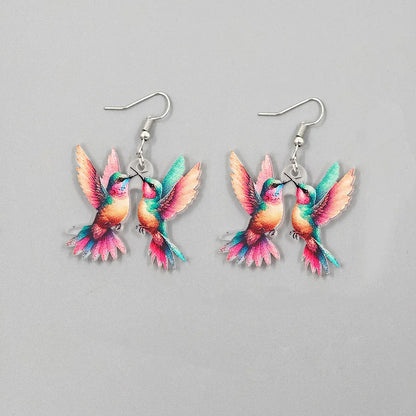 Stained Glass Hummingbird Earrings