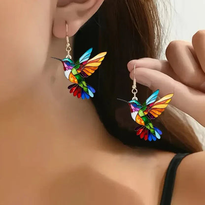 Stained Glass Hummingbird Earrings