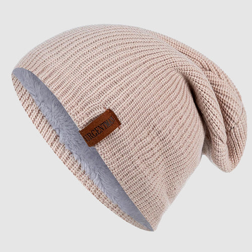 Slouchy Knit Beanie with Fleece Lining