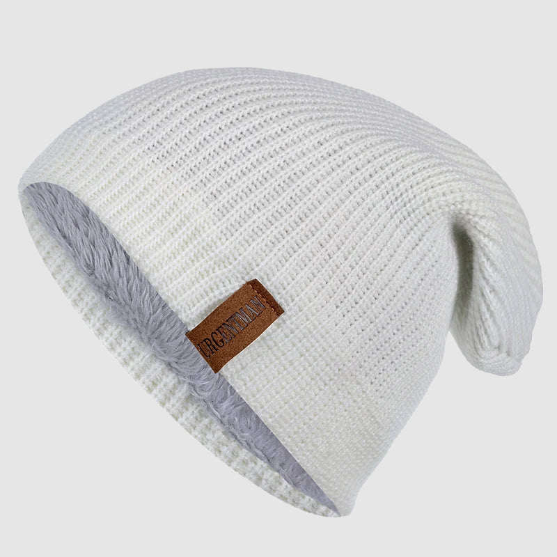 Slouchy Knit Beanie with Fleece Lining
