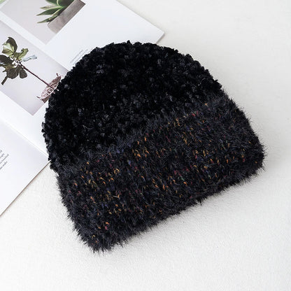 Women's Fluffy Beanie with Faux Fur Trim