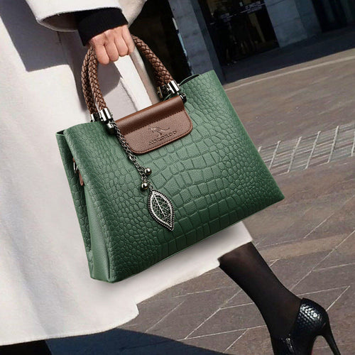 Women’s Medium Textured Shoulder Bag with Braided Handles