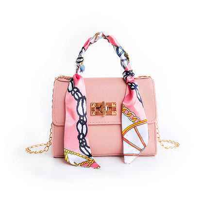 Women's Small Flap Bag with Gold Clasp and Scarf Handle