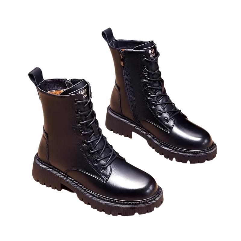 Andrea – Black Leather Winter Boots